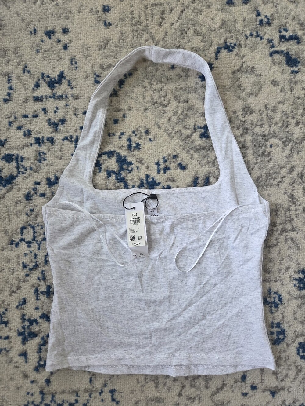 Garage Light Gray Halter Crop Tank Top